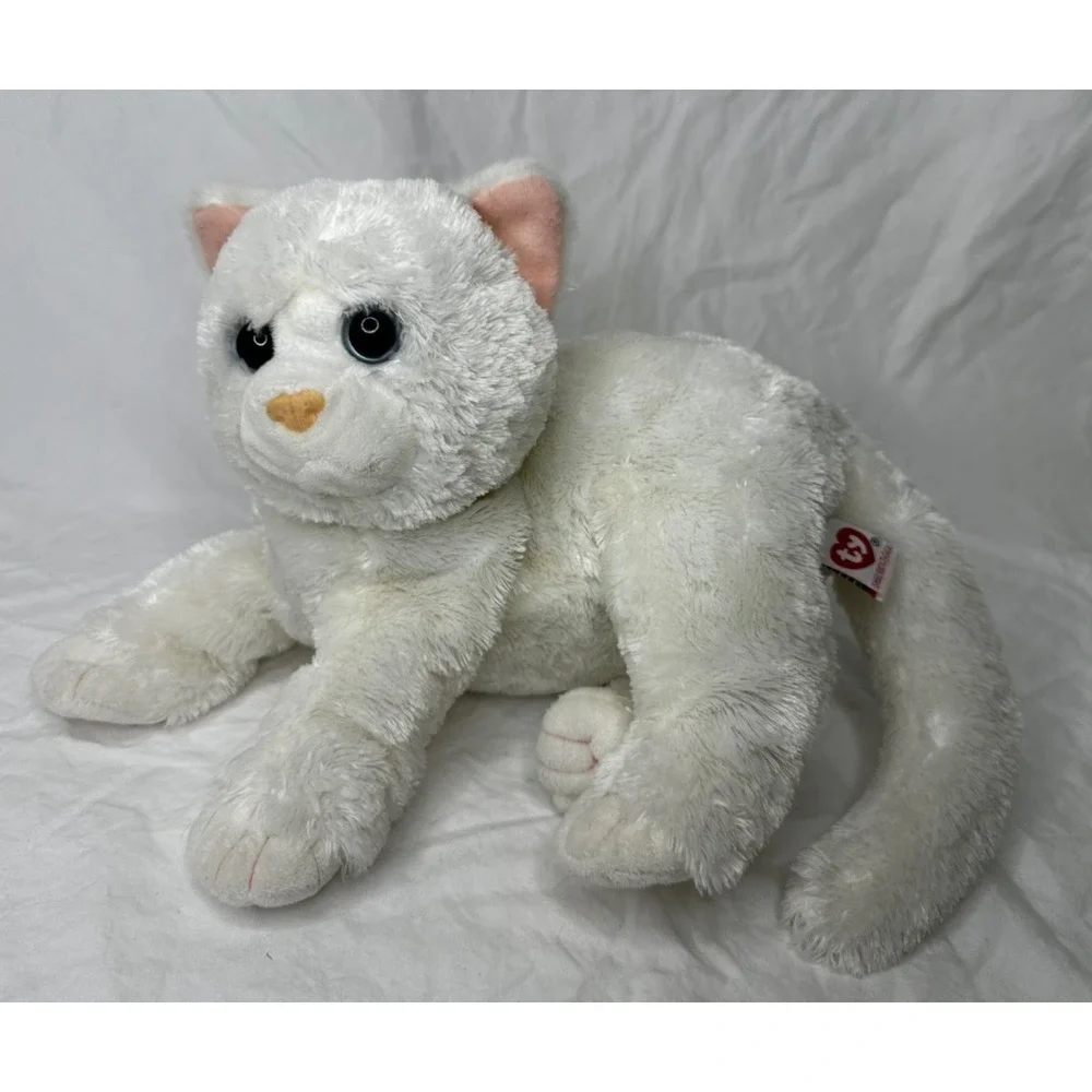 TY Classic Crystal Cat Plush White Kitten Floppy 12